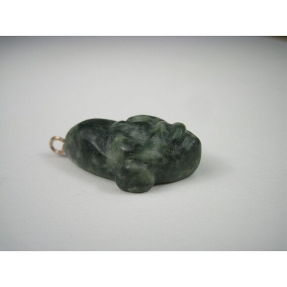 Carved Green Jade Face Head Figure Pendant - Picture 3 of 8